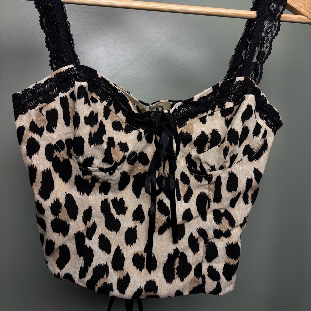 Windsor Leopard Print Lace-Up Top - Picture 2 of 5